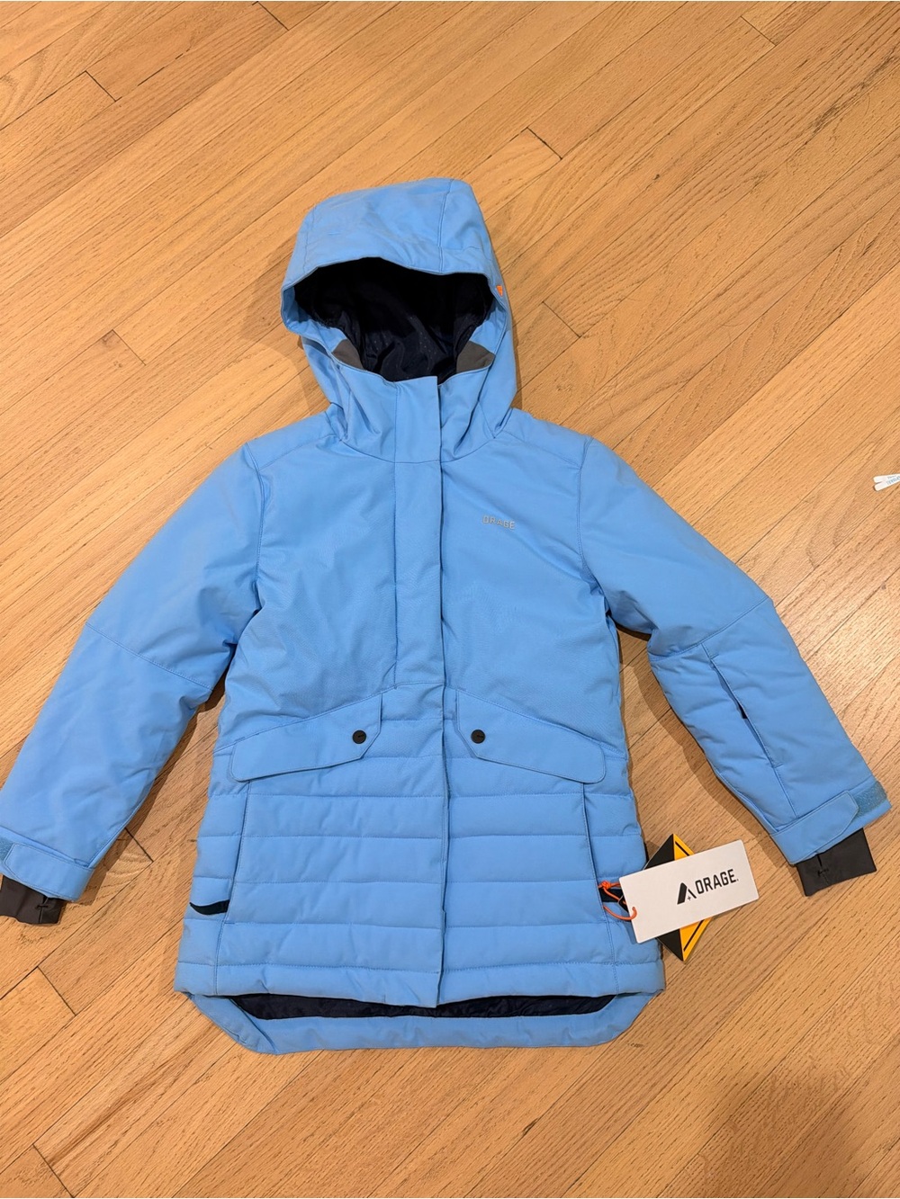 Orage Light Blue Hooded Puffer Coat for Kids